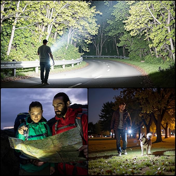 Rechargeable Flashlights 2000L High Lumens, 4X Super Bright LED Flashlight, Powerful Flash Light with Memory Function, Long-Lasting, Waterproof Flashlights for Home Camping Hiking, 2 Pack 