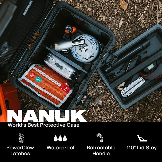 NANUK Trail 10-11.2L (3-Gallon) Waterproof Storage Box – Modular & Compact Cargo Case for Camping, Fishing, Hunting & Outdoor Storage – Dustproof and Impact Resistant (12.9” x 9.7” x 10.3”) – Orange