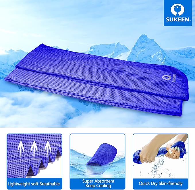 Sukeen Cooling Towel for Neck and Face (40"x12"),Ice Towel,Soft Breathable Chilly Towel,Microfiber Towel for Yoga,Sport,Running,Gym,Workout,Camping,Fitness,Workout & More Activities