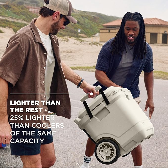 Coleman Pro Heavy-Duty, Desert Sand, 55qt Wheeled Ultra-Light Premium Hard Cooler, Extra-Thick Insulation Keeps Ice up to 5 Days, 92-Can Capacity, Heavy-Duty Wheels