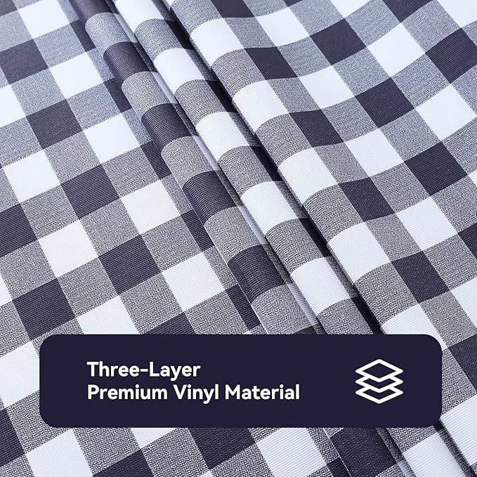 Romanstile Square Vinyl PVC Tablecloth, 100% Waterproof Buffalo Plaid Plastic Table Cloth, Oil Proof Heavy Duty Wipeable Table Covers for Dining/Camping/Picnic/Outdoor - 60 x 60, Navy Blue