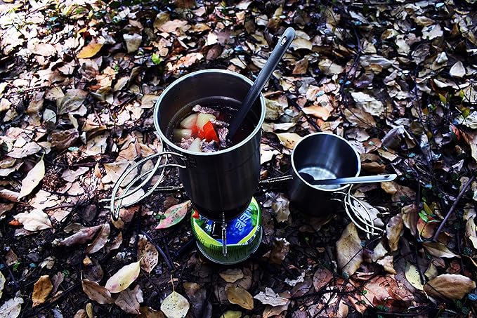 Titanium Long Handle Spork and Spoon, 8.6" Camping Cutlery Set