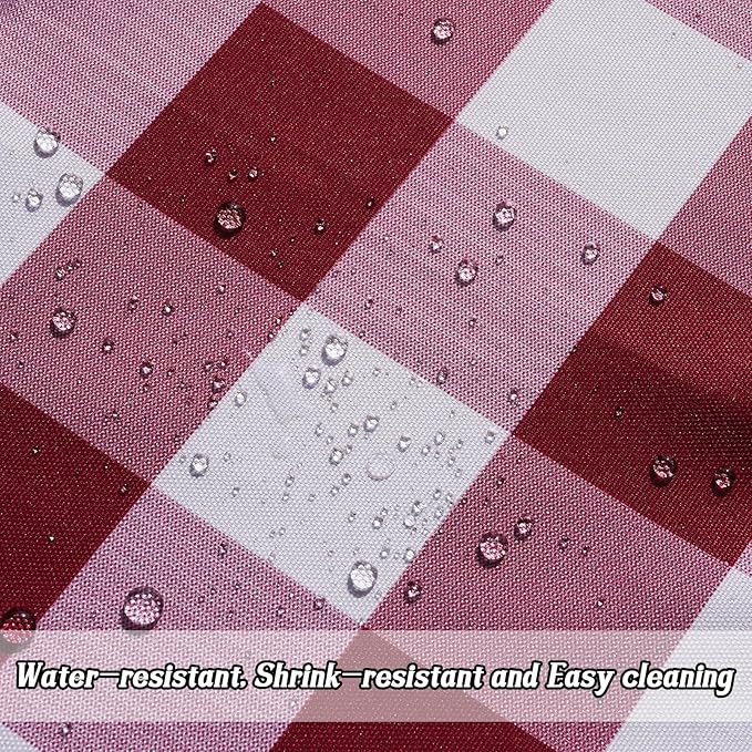 Poise3EHome 60X120 Outdoor/Indoor Waterproof Spillproof Rectangle Tablecloth with Umbrella Hole for Christmas Camping, Picnic, Afternoon Tea, BBQ, Burgundy Red Checkered