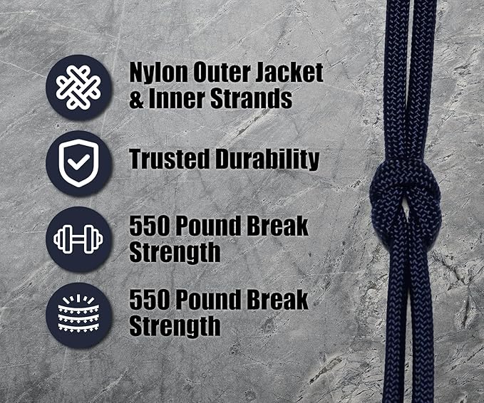 BORED? PARACORD! 550 lb Paracord - Ideal for Crafting, Camping, DIY Projects, Active & Military Outdoors - Strong Survival Rope - Tactical Parachute Cord Type III - Acid Midnight Blue 50 Feet
