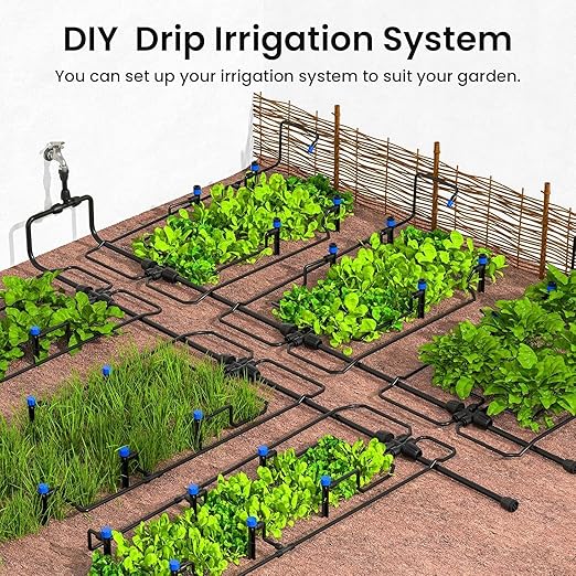 Quick-Connect Automatic Drip Irrigation System Kit – 230FT Garden Watering Kit with Adjustable Nozzles & Sprinklers for Greenhouse, Lawn, and Potted Plants Watering System