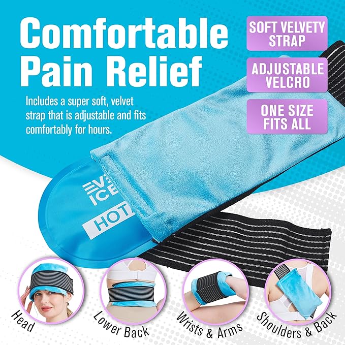 Reusable Hot and Cold Gel Ice Pack Wrap (2 Pack) - Hot and Cold Therapy Solution for Injuries - Adjustable & Flexible for Knees, Back, Shoulders, Arms, and Legs - Ice Packs for Injuries Reusable