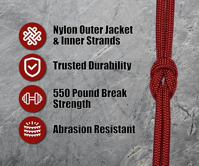 BORED? PARACORD! 550 lb Paracord - Ideal for Crafting, Camping, DIY Projects, Active & Military Outdoors - Strong Survival Rope - Tactical Parachute Cord Type III - Red 100 Feet