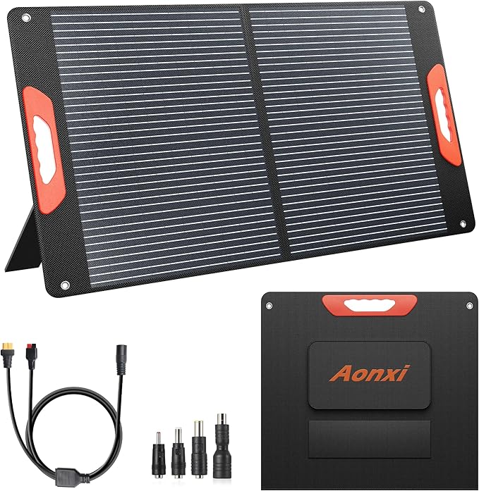 120W Portable Solar Panels for Power Station, 120 Watt ETFE Monocrystalline Foldable 20V DC Output Solar Panel Charger, 24% High Efficiency, QC3.0 USB-A & Type-C Output for Outdoor Camping RV Blackout