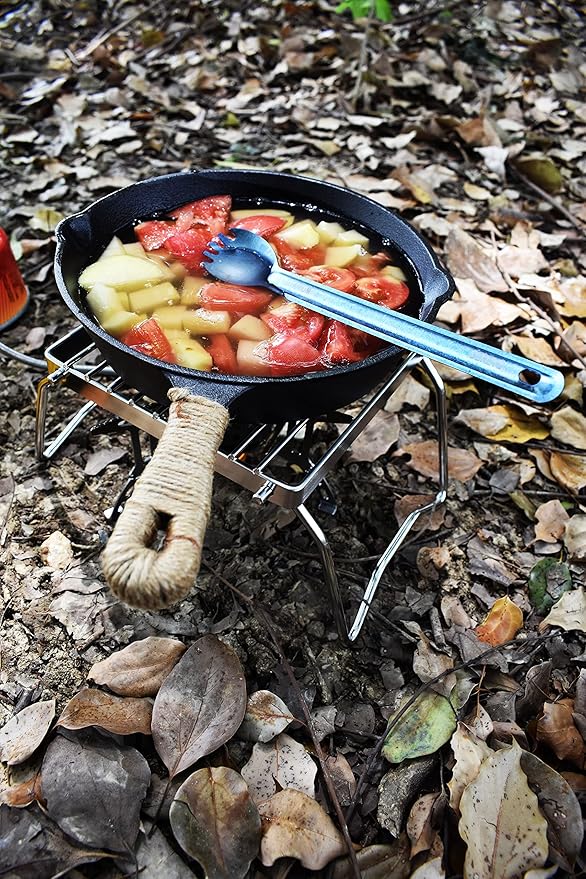Titanium Long Handle Spork and Spoon, 8.6" Camping Cutlery Set