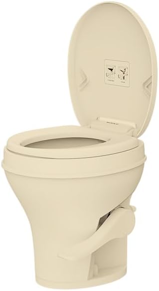 SEAFLO Residential Height Camper/RV Toilet, 18.5” Standard Height, Gravity Flush System, Foot Pedal Operation, Soft Close Seat, Easy-to-Clean Oversized Bowl, 4-Year Warranty (Bone Color)