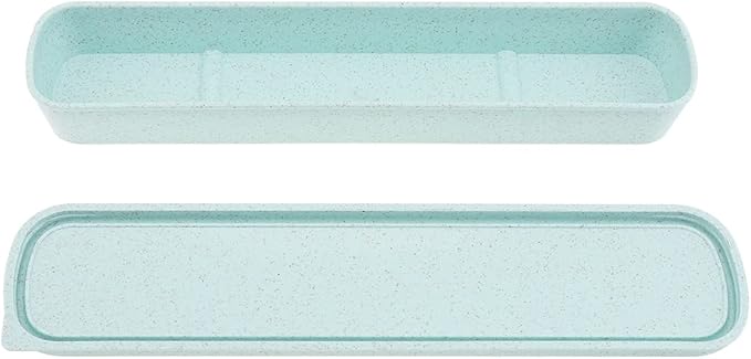 OriGlam 1pcs Portable Flatware Box Travel Tableware Storage Case Box, Utensil Case Flatware Storage Box for Cutlery Kit, 9.84 x 2.40 inch (Green)