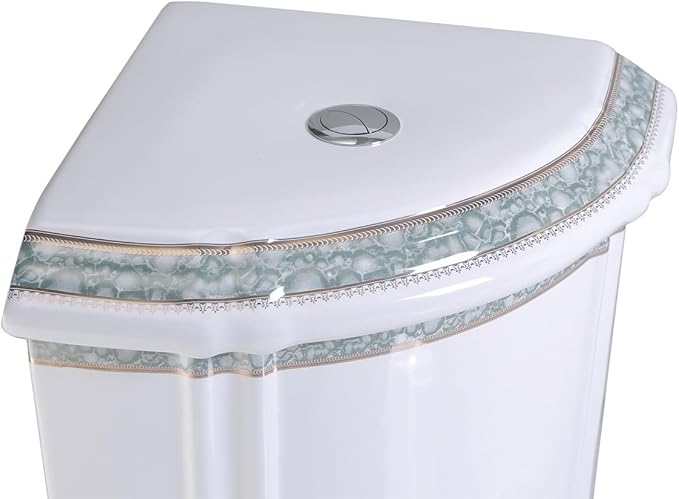 Renovators Supply Manufacturing Corner 2 Piece Toilet India Reserve Bathroom Toilets With Slow Close Toilet Seat Elongated Toilet Bowl With Green Gold Accent