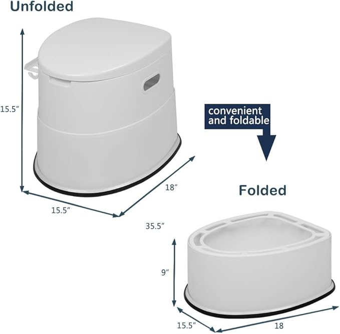 VINGLI Portable Toilet | Indoor Outdoor Commode w/Detachable Inner Bucket & Removable Paper Holder, Lightweight & Compact for Camping, Boat, Van, Emergency Use (White)