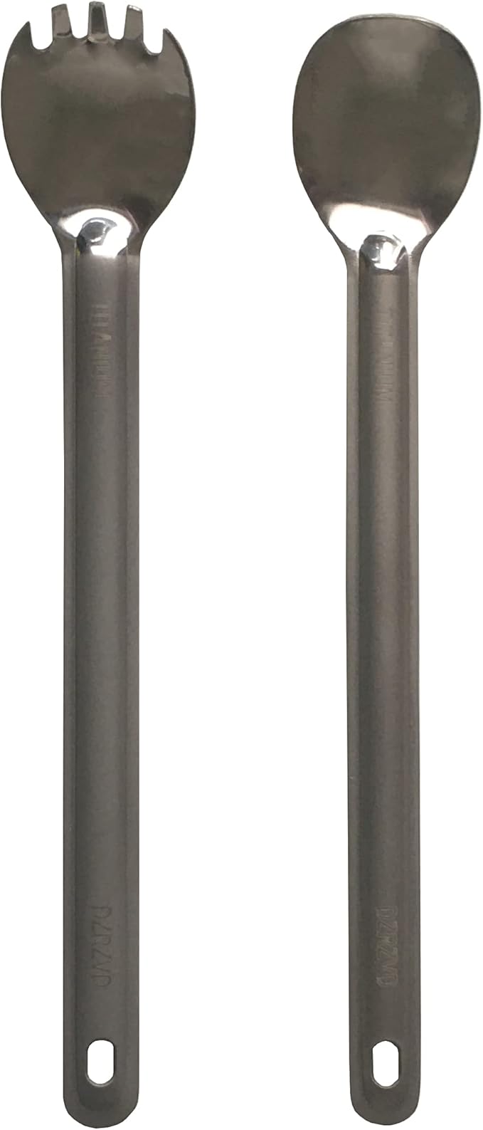 Titanium Long Handle Spork and Spoon, 8.6" Camping Cutlery Set