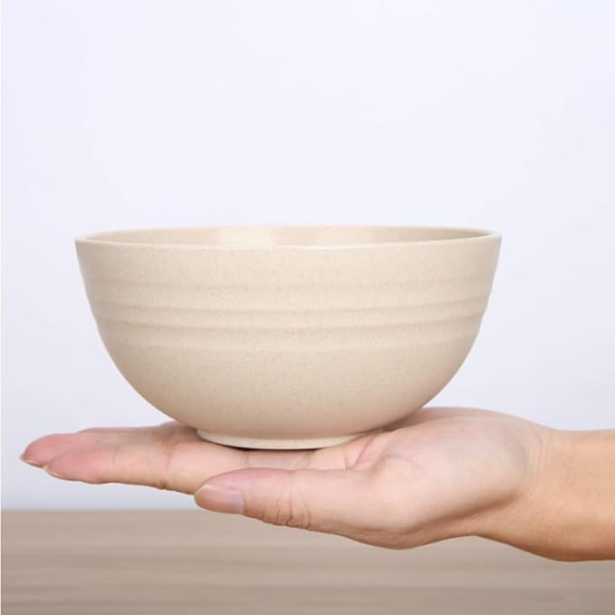 Unbreakable Cereal Bowls 24 oz - Reusable Wheat Straw Bowl - Dishwasher & Microwave Safe- BPA Free - Perfect for Cereal Reusable Dinner Bowls 4 Set, Oatmeal Salad