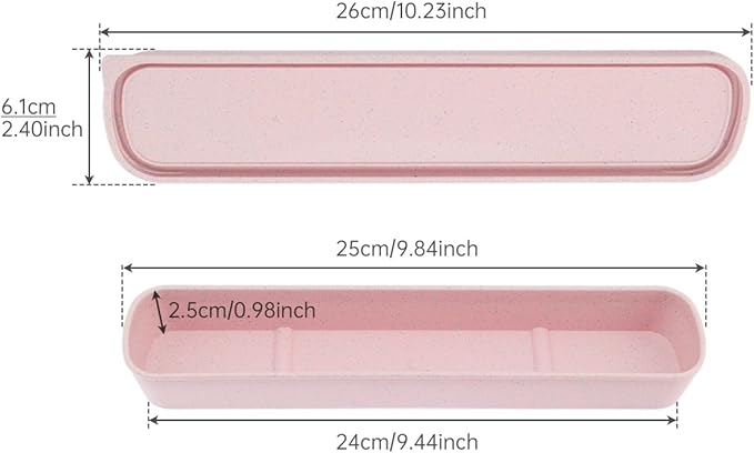 OriGlam 1pcs Portable Flatware Box Travel Tableware Storage Case Box, Utensil Case Flatware Storage Box for Cutlery Kit, 9.84 x 2.40 inch (Pink)