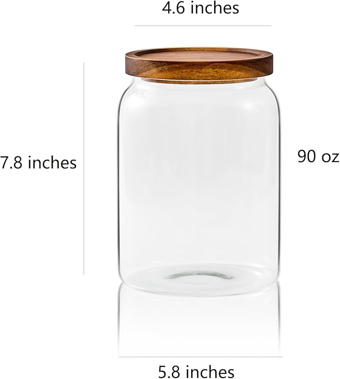 Sweejar Glass Jars for Laundry Room Organization, 90 ounce Laundry Pods Container, Glass Food Storage Jars with Airtight Lid, 1 Pack, Press Lid