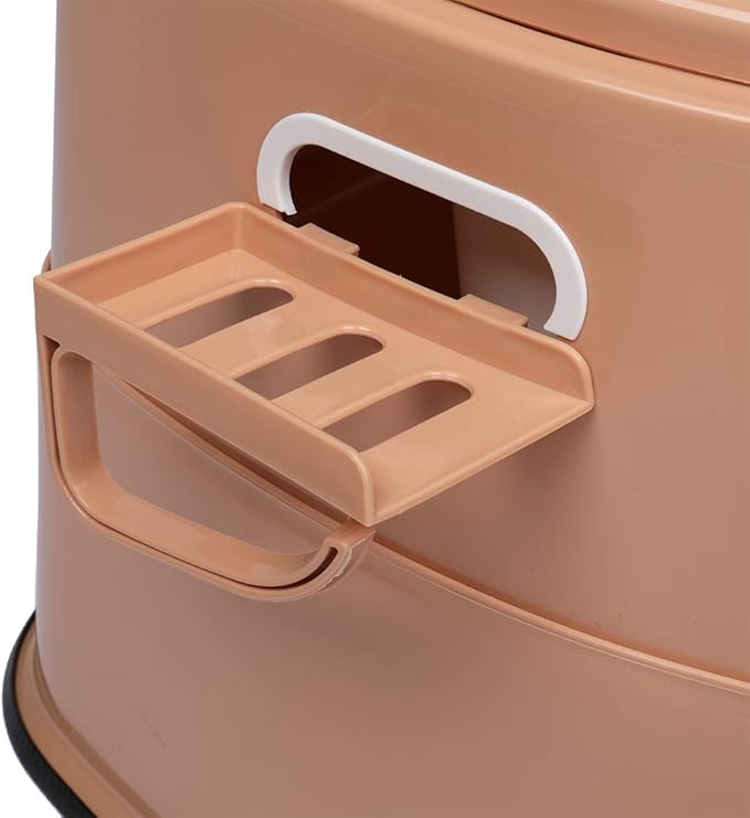 VINGLI Portable Toilet | Indoor Outdoor Commode w/Detachable Inner Bucket & Removable Paper Holder, Lightweight & Compact for Camping, Boat, Van, Emergency Use (Brown)