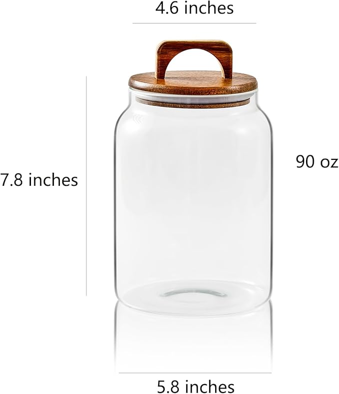 Sweejar Glass Jars for Laundry Room Organization, 90 ounce Laundry Pods Container, Glass Food Storage Jars with Airtight Lid, 2 Pack, Hand Lid