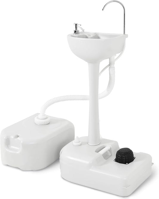 YITAHOME Portable Sink Camping Hand Washing Station, 17 L Wash Basin Stand with 24L Recovery Tank, Rolling Wheels, Soap Dispenser, Towel Holder, for Garden, Outdoor, Travel, Boat, Gather, Worksite