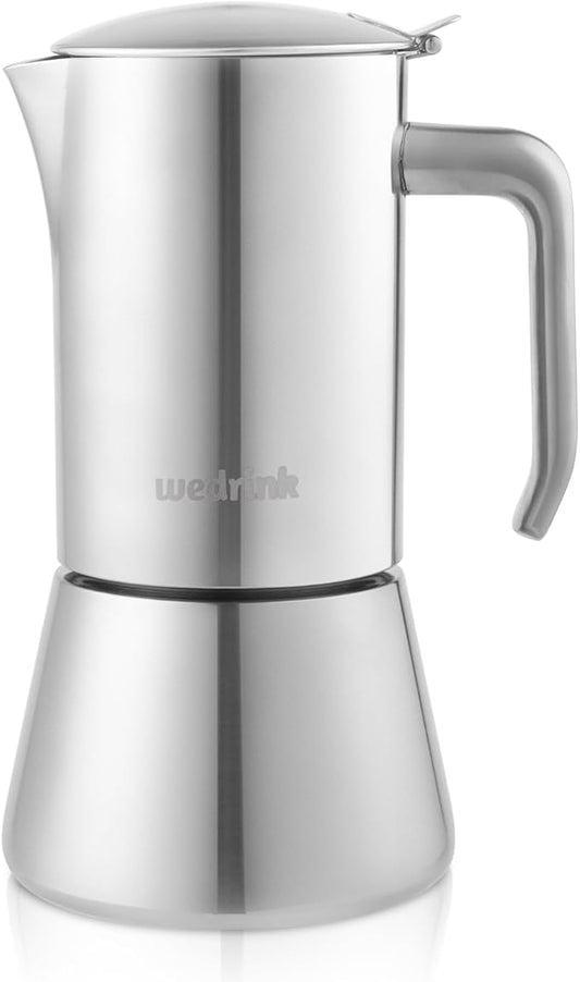 wedrink Stovetop Espresso Coffee Maker 6 Cups Stainless Steel Moka Pot for Greca, Induction, Electric & Gas Stoves(10 OZ/300ml)