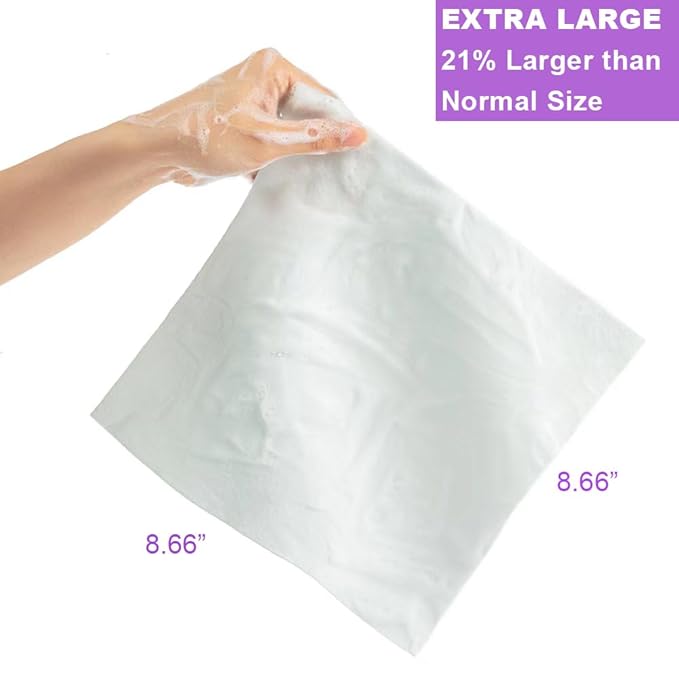 HYGIENJOY-21% Larger,Rinse Free Bath Sponges for Adults-Disposable No Rinse Bathing Wipes,Soap Infused,Extra Thick and Dry Shower Wipes for Elderly,Camping,Post Surgery Must Haves, (Lavender 2 pack)
