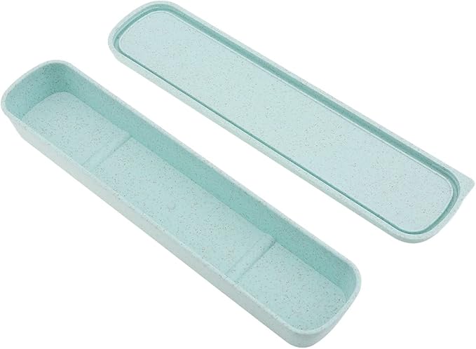 OriGlam 1pcs Portable Flatware Box Travel Tableware Storage Case Box, Utensil Case Flatware Storage Box for Cutlery Kit, 9.84 x 2.40 inch (Green)