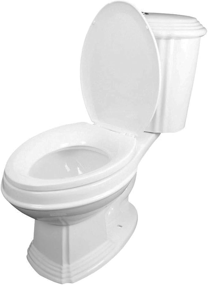 Renovators Supply Sheffield Elongated Bathroom Toilet 29.5"D X 18.75"W X 31.75"H, White Slow Close Dual Flush 2 Piece Toilet