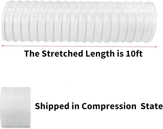 JUYO VONSAN 8 inch Dust Collection Hose 10ft Heavy Duty Flexible PVC Dust Collector Hose With Clamps (PVC, 8IN-10FT)