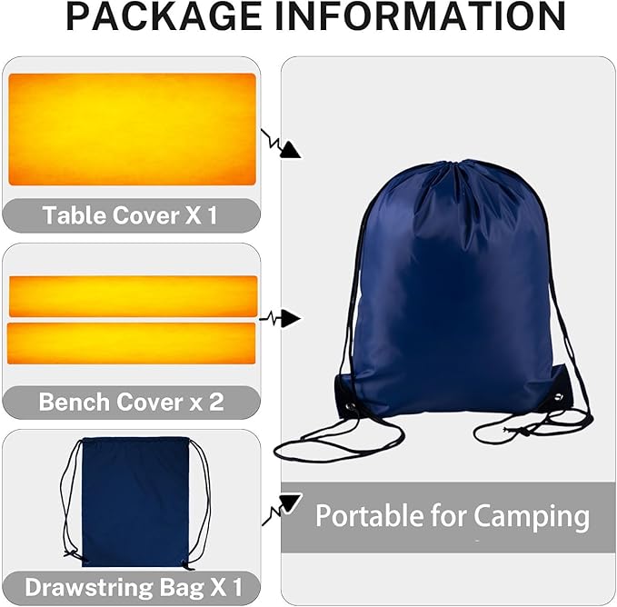 CAPSCEOLL Fitted Picnic Table Cover with Bench Covers with Elastic 6Ft Waterproof Camping Picnic Table Cover Cloths for Outdoors Camping Tablecloth with Drawstring Bag, 72X30in, Fall Yellow
