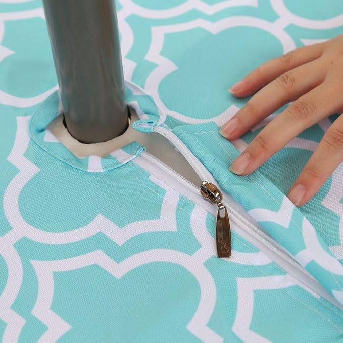 Poise3EHome 60X84 Outdoor/Indoor Waterproof Spillproof Rectangle Tablecloth with Umbrella Hole for Camping, Picnic, Afternoon Tea, BBQ, Aqua Blue