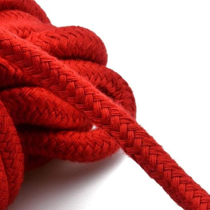 Soft Cotton Rope, 32 feet / 10m Rope, 8mm Thick, Soft Rope, Long Rope, Soft Tying Rope (Black+Black)