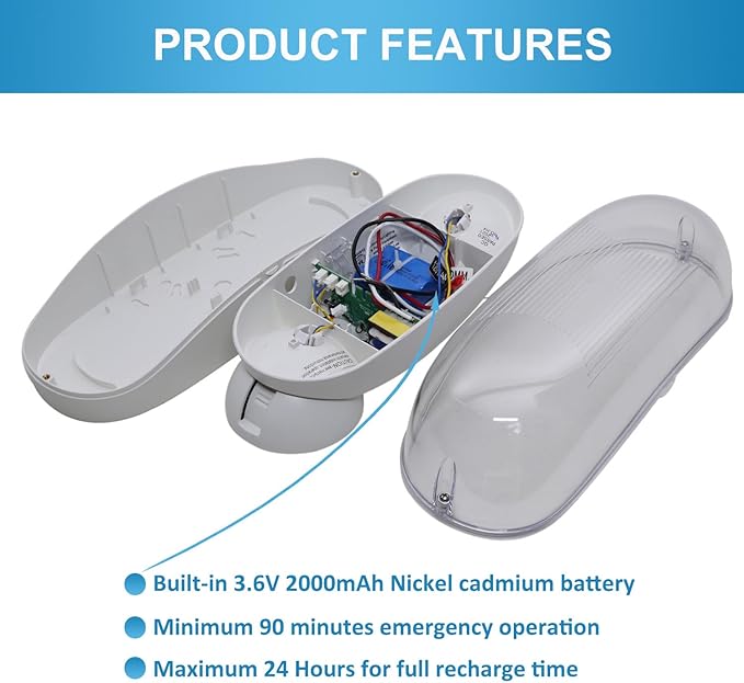 Outdoor Emergency Light with Battery Backup, Exterior Lights with Battery Backup, Wet Location, LED Egress Lights, Exterior Two Adjustable Heads Emergency Lighting Fixture,120/277V, UL Listed (2 Pack)