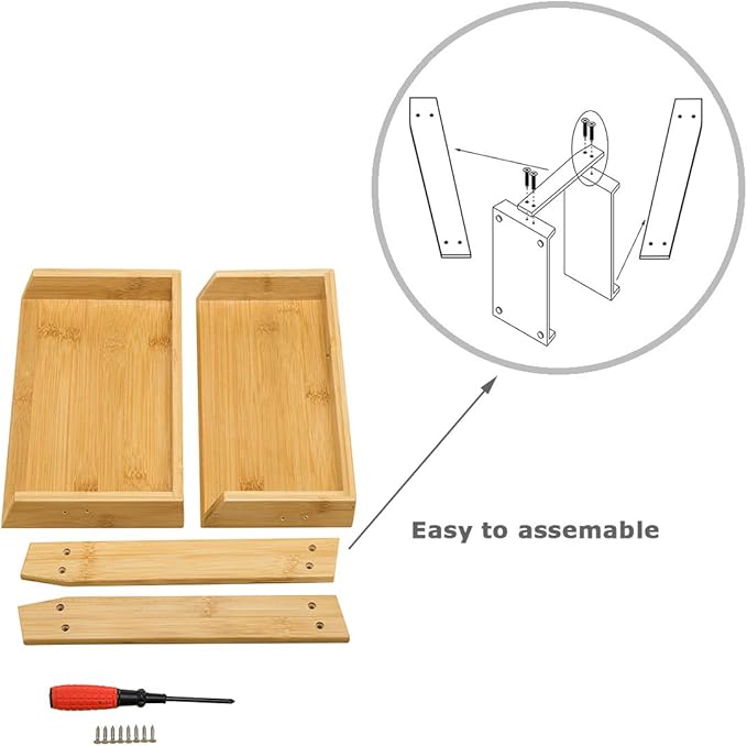 GOBAM Cabinet Shelf Organizers, Kitchen Countertop Organizer 2-Tier Cupboard Stand Spice Rack, Bamboo