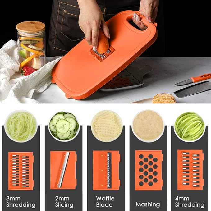 Camping Cutting Board, HI NINGER Collapsible Chopping Board with Colander, 9-In-1 Multi Kitchen Vegetable Washing Basket,Camping Gifts Accessories for RV Campers