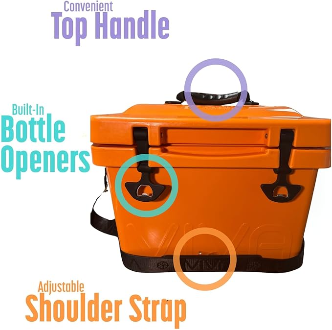 Viva 14QT On-The-Go Personal Portable Hard Cooler Ice Chest | Everyday, Beach, Sports, Gatherings, Groceries/Market