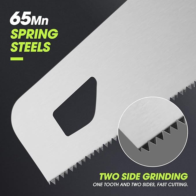 DNA MOTORING 17in Bi-Ground Teeth Hand Saw, Universal Hand Cut Saw for Wood, Pruning & Trimming Branches, Garden, Camping, Lawn, w/TPR Handle