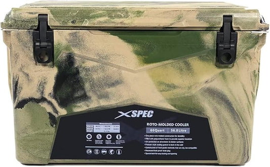 Xspec 60 Qt XL Roto Molded High Performance Camping Cooler Ice Chest | Extra Large Pro Tough Durable Outdoor Overland Rotomolded Hard Cooler