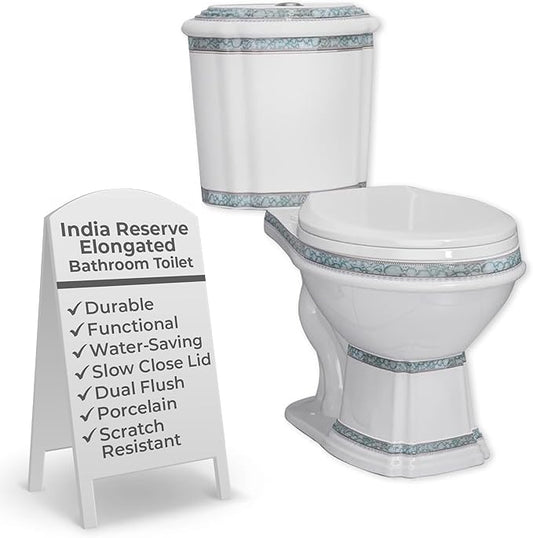 Renovators Supply India Reserve Elongated Two Piece Bathroom Toilet, Green Finish 0.8 GPF/1.6 GPF WaterSense, Porcelain Dual Flush ADA Decorative Toilet