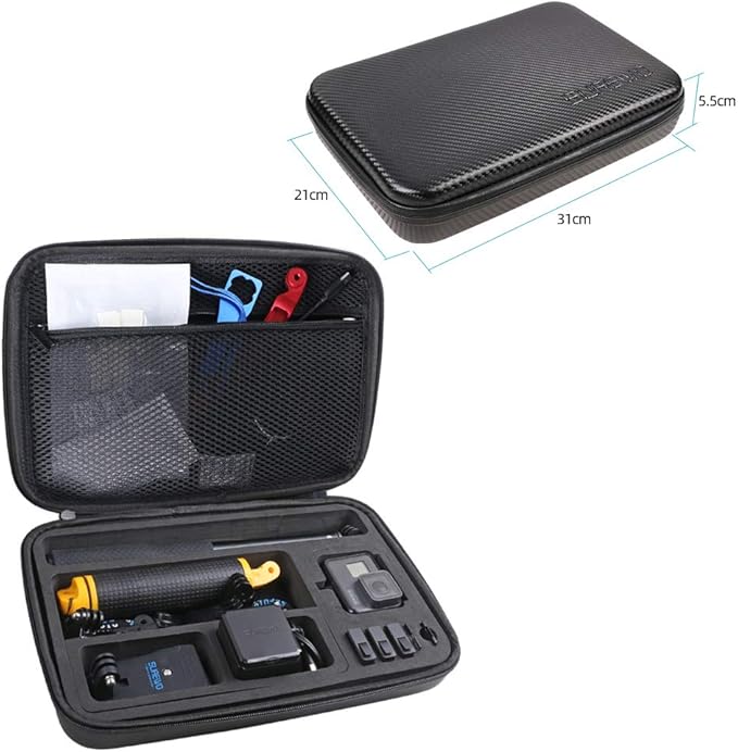 SUREWO Surface-Waterproof Carrying Case Compatible with GoPro Hero 13/12/11/10/9/8/7/(2018)/6/5 Black,DJI osmo action,AKASO/Campark/YI Action Camera and More