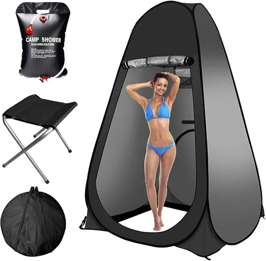 Pop Up Tent Upgrade Privacy Camping Shower Tent Portable Outdoor Sun Shelter for Outdoor Bathing Toilet Camping Biking Hiking Beach with 5.3 Gallon Shower Bag