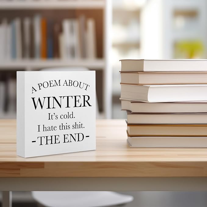 Funny Quotes Office Supplies Rustic Desk Decor White Wooden Box Sign Office Organization Farmhouse Christmas Winter Season Wood Plaque Cubicle Accessories Home Shelf Table Tiered Tray Decorations