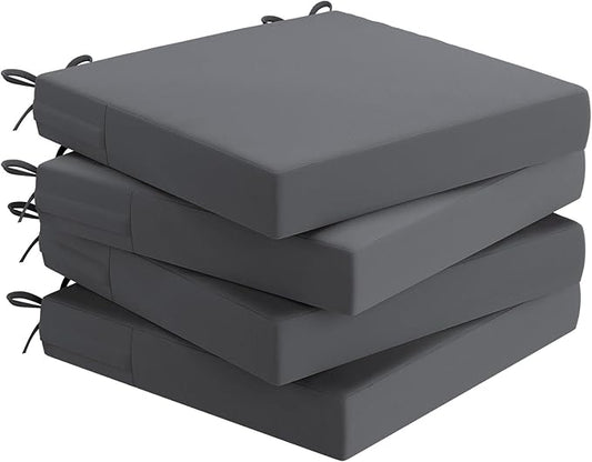 AAAAAcessories Outdoor Seat Cushions for Chairs, Waterproof, Fade-Resistant Patio Furniture Replacement Cushions, 18.5" x 16" x 3", Set of 4, Dark Gray
