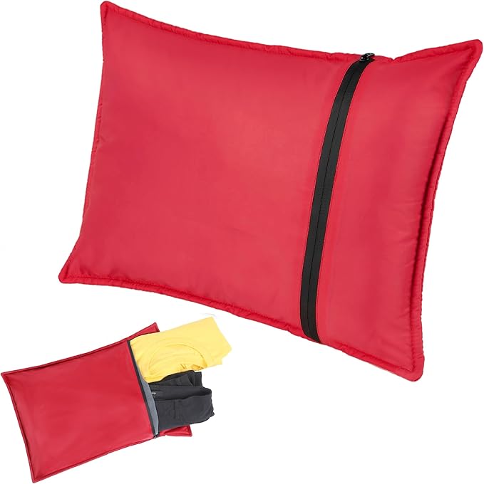 Stuffable Camping Pillow Case Stuff Sack (Large, Red, 2-Pack) - 12 x 17 - for Hiking, Backpacking and Travel Bring Your Own Stuffing