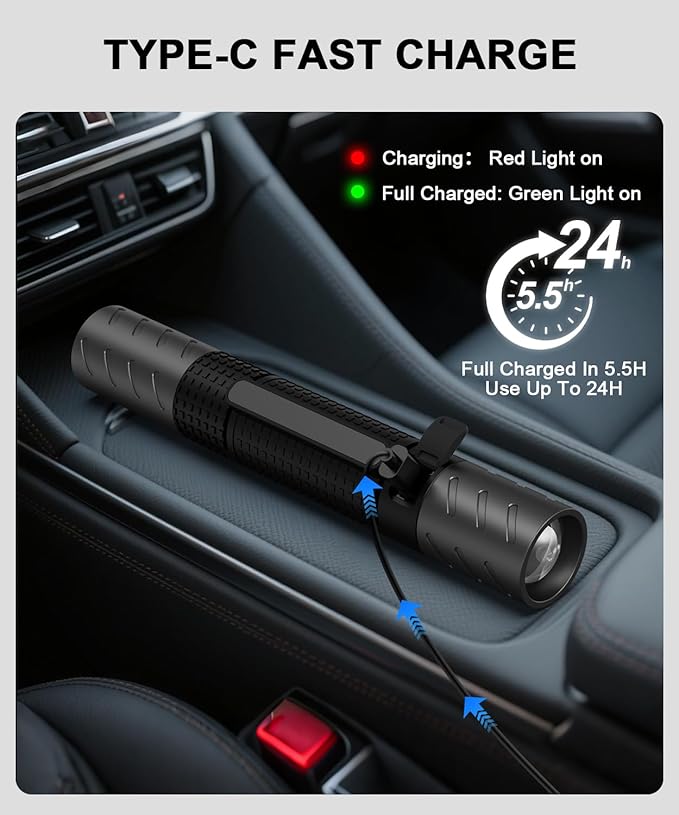 Rechargeable Flashlight High Lumens 3Packs-Super Bright Magnetic LED Flashlights with Screwdriver Set,Window Glass Breaker,COB Flash Light,7 Modes,Zoomable,Waterproof for Emergency Camping Car Repair
