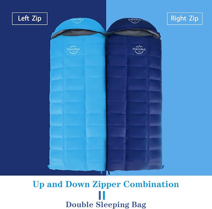 '-10°F 0°F 10°F 15°F Down Sleeping Bag for Adults,800/650 Fill Power,Ultralight Wearable 4 Season Cold Weather Rectangle Sleeping Bag for Camping Hiking,Can be Used as a Down Blanket or Cloak