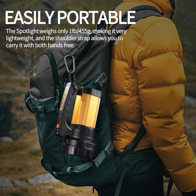 Flashlights High Lumens Rechargeable Spotlight with 1200 Lumen 30H Handheld Spotlight,IP67 Waterproof Rechargeable Flashlights Outdoor,3400mAh USB Charger for Camping Hunting