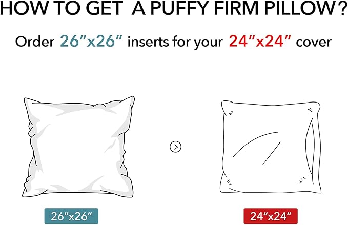 Oubonun 26x26 Outdoor Pillow Inserts (Pack of 2) - Square Waterproof Throw Pillow - Decorative Throw Pillows Insert for Couch Sofa Bed Patio Furniture - White Pillows