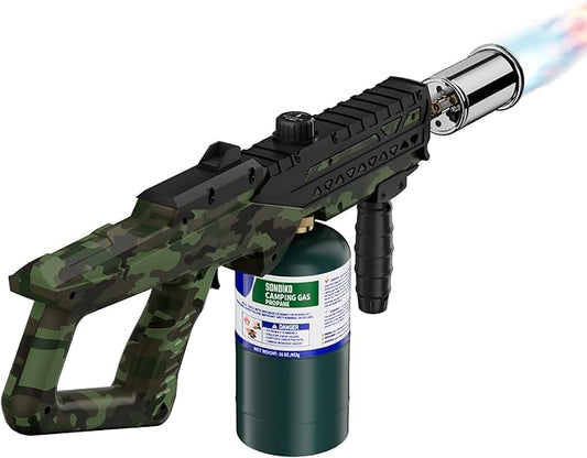 Sondiko Powerful Cooking Propane Torch Gun, Culinary Torch Campfire Starter, Adjustable Torch Burner for Searing Steak, BBQ, Welding (Propane Tank Not Included)