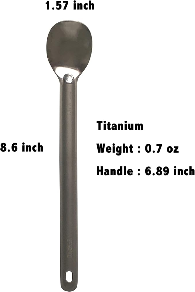Titanium Long Handle Spork and Spoon, 8.6" Camping Cutlery Set